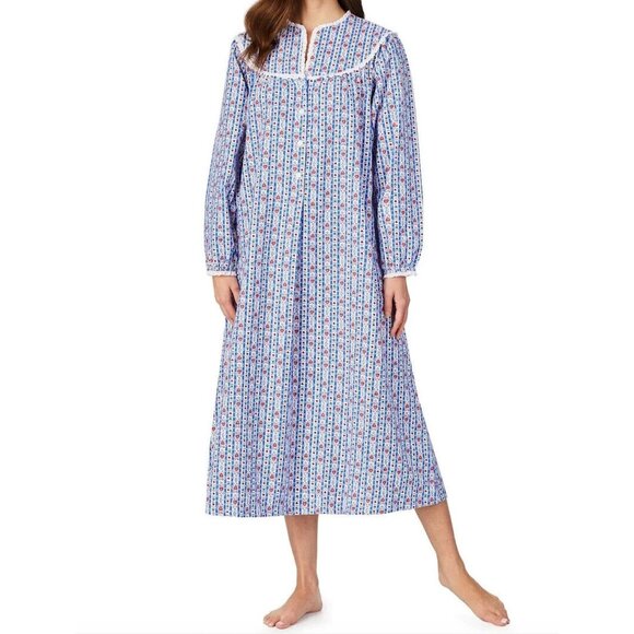 Lanz of Salzburg Womens Tyrolean Heart Floral Nightgown Size Medium White SP EXC - Picture 1 of 12